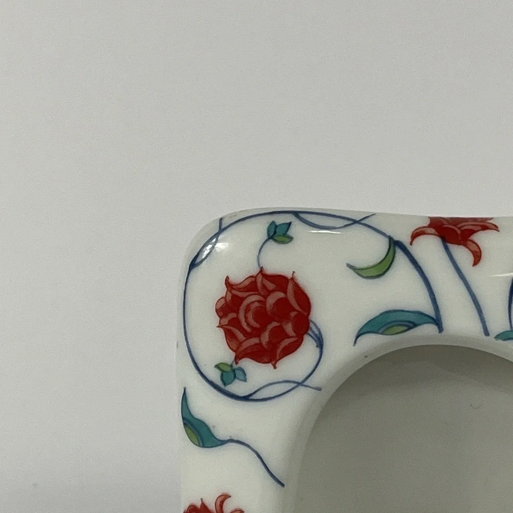 Vintage‎ Ashibi Japan Porcelain Red Floral Photo Frame